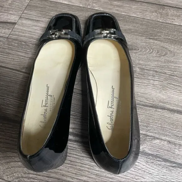 SALVATORE FERRAGAMO vintage Patent Leather Horsebit Flats