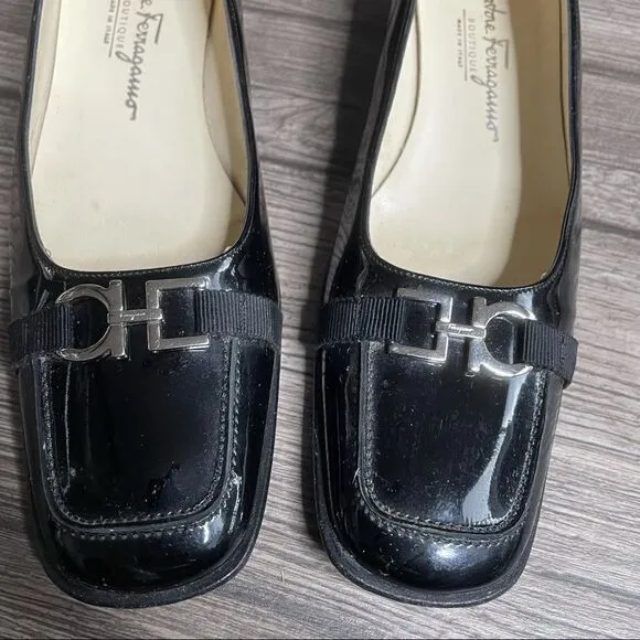 SALVATORE FERRAGAMO vintage Patent Leather Horsebit Flats