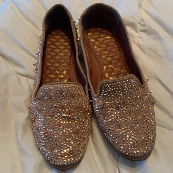 Sam Edelman Adena Studded Loafers 8.5 Rose Gold