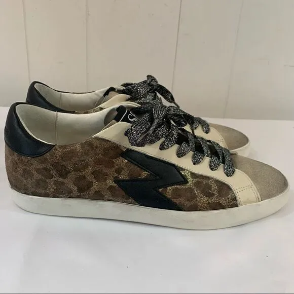 Sam Edelman Areson Leopard print Womens LACE UP Sneakers Casual Shoes Size 8
