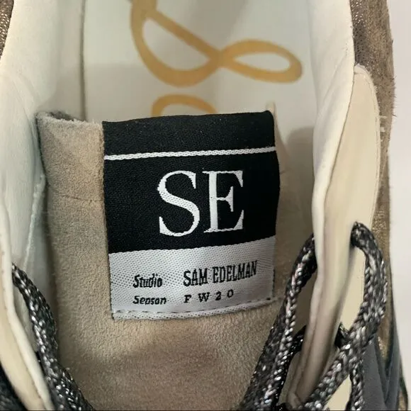 Sam Edelman Areson Leopard print Womens LACE UP Sneakers Casual Shoes Size 8