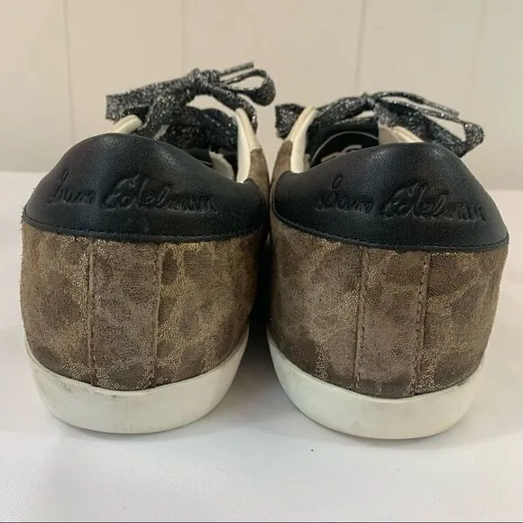 Sam Edelman Areson Leopard print Womens LACE UP Sneakers Casual Shoes Size 8