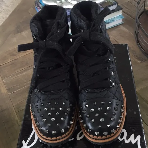 Sam Edelman Bren Quilted Studded Black Boots