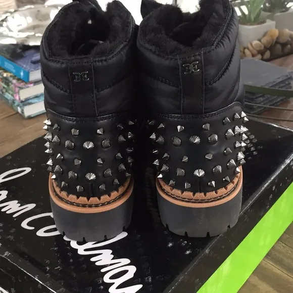 Sam Edelman Bren Quilted Studded Black Boots