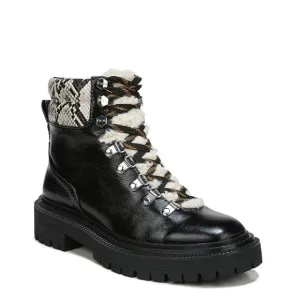 SAM EDELMAN Circus Flora Boots Combat Shearling Hiker Black Lace Up Booties 9