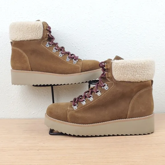 Sam Edelman Franc Toffee Faux Suede High Top Snow Boots Size 9.5