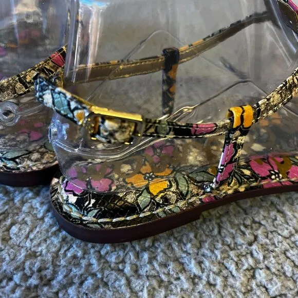 Sam Edelman Gigi Sandals Womens 6 Pink Black Floral Strappy Thong