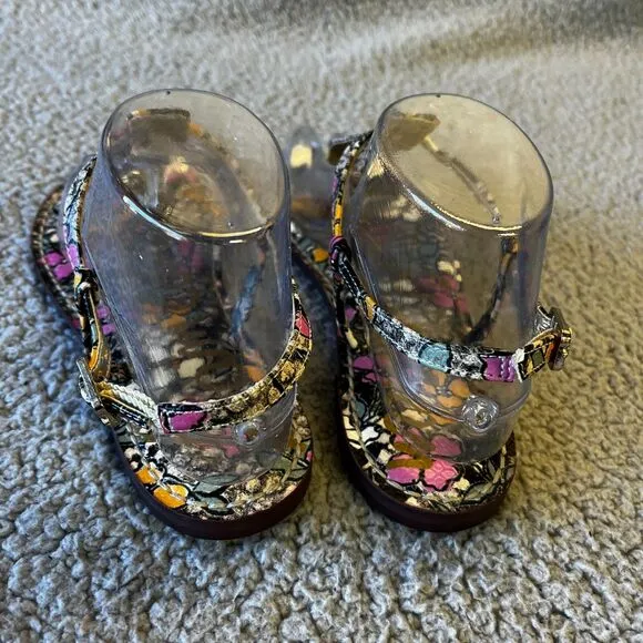 Sam Edelman Gigi Sandals Womens 6 Pink Black Floral Strappy Thong