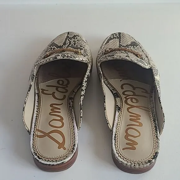 Sam Edelman Laurna Multi Pacific Snake Print Flats Mules Leather 7.5 Wide
