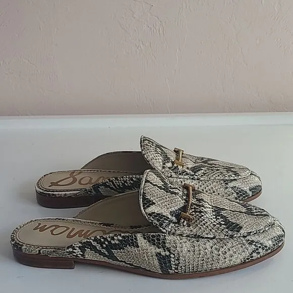 Sam Edelman Laurna Multi Pacific Snake Print Flats Mules Leather 7.5 Wide