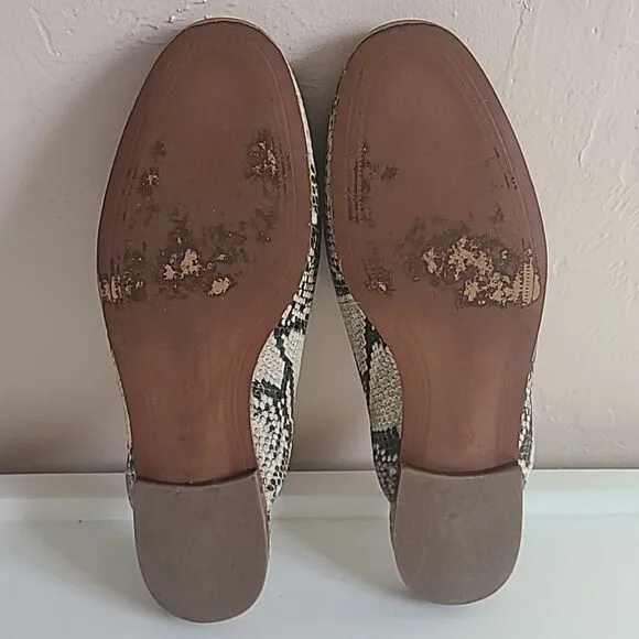 Sam Edelman Laurna Multi Pacific Snake Print Flats Mules Leather 7.5 Wide