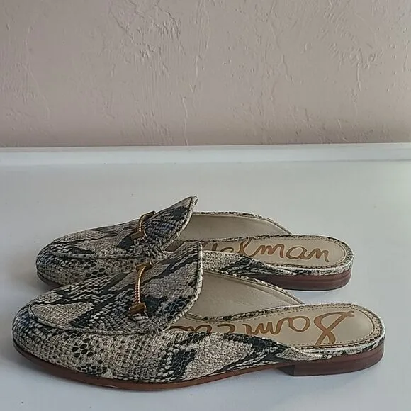 Sam Edelman Laurna Multi Pacific Snake Print Flats Mules Leather 7.5 Wide