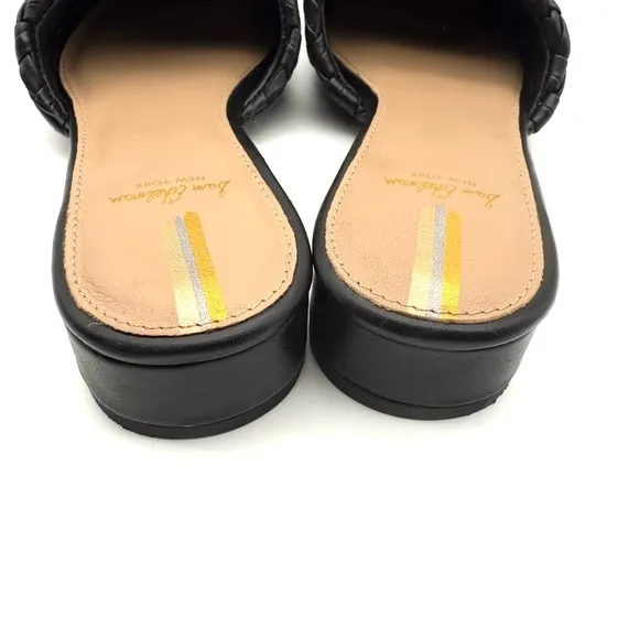 Sam Edelman Page Black Leather Woven Mule Slide Loafer Flat 7.5