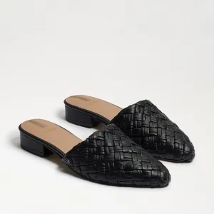 Sam Edelman Page Black Leather Woven Mule Slide Loafer Flat 7.5