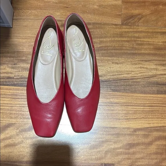 Sam Edelman Red Ballet Flats with Modern Square Toe
