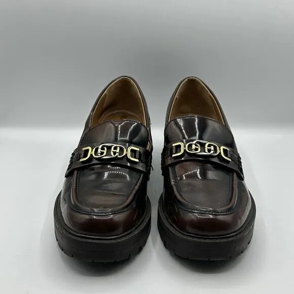 SAM EDELMAN Teagan Chunky Lug Sole Horsebit Loafers Brown Sz 8
