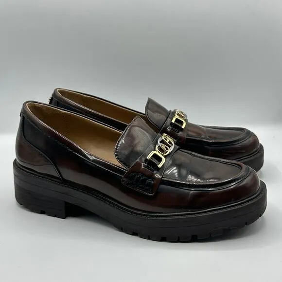 SAM EDELMAN Teagan Chunky Lug Sole Horsebit Loafers Brown Sz 8