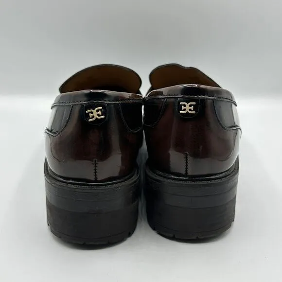 SAM EDELMAN Teagan Chunky Lug Sole Horsebit Loafers Brown Sz 8