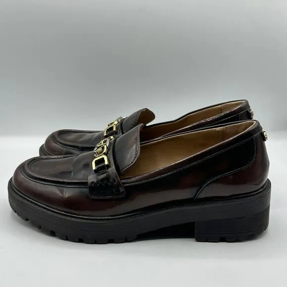 SAM EDELMAN Teagan Chunky Lug Sole Horsebit Loafers Brown Sz 8