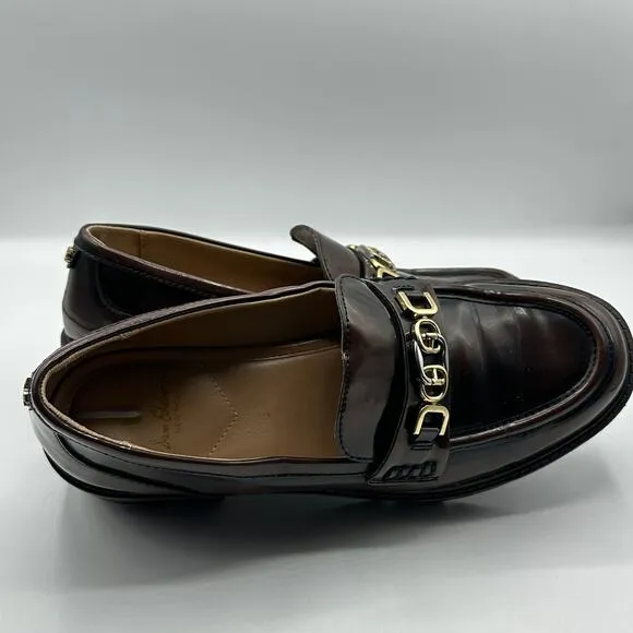 SAM EDELMAN Teagan Chunky Lug Sole Horsebit Loafers Brown Sz 8