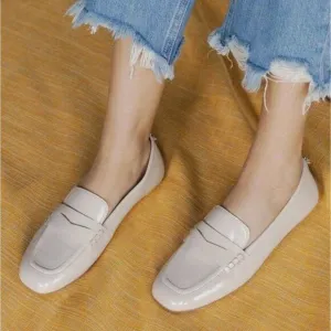 SAM EDELMAN Tucker Penny Loafers Patent Leather Clay Tan Cream Sz 8.5