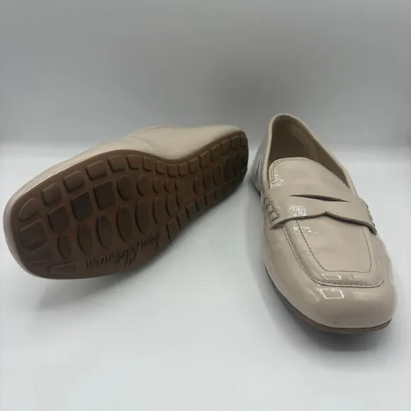 SAM EDELMAN Tucker Penny Loafers Patent Leather Clay Tan Cream Sz 8.5
