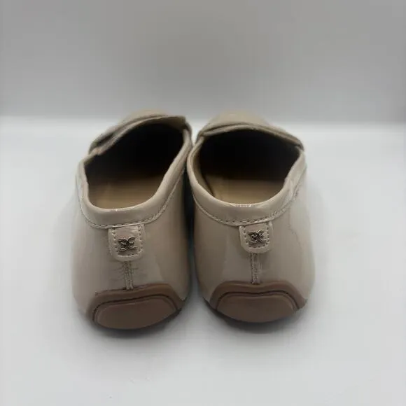 SAM EDELMAN Tucker Penny Loafers Patent Leather Clay Tan Cream Sz 8.5