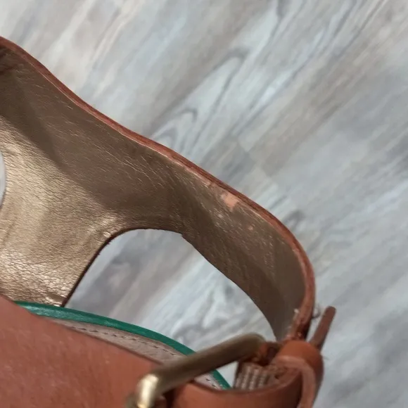 Sam Edelman Women's Yuri Green Camel Block Heels Ankle Strap Sandals Size 8.5M
