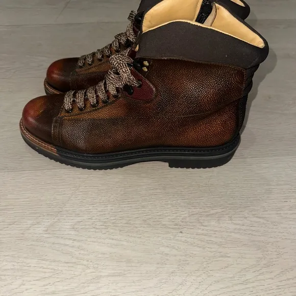 Santoni Everest Men's Brown Leather Hiking Boots