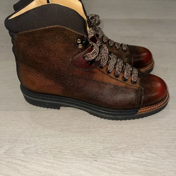 Santoni Everest Men's Brown Leather Hiking Boots
