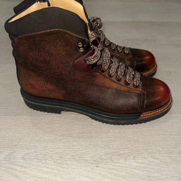 Santoni Everest Men's Brown Leather Hiking Boots