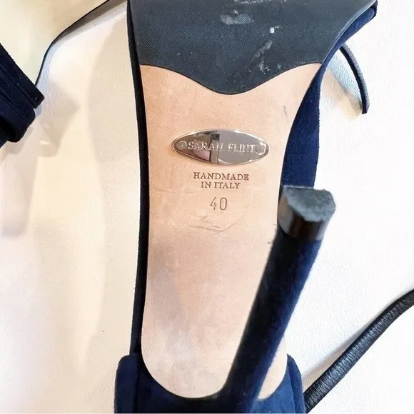 Sarah Flint Perfect Sandals 100mm Size 40 Navy Suede