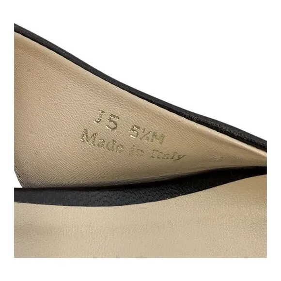 SAS Black Leather Slingback Flats/Sandals Size 5.5 M Made In Italy