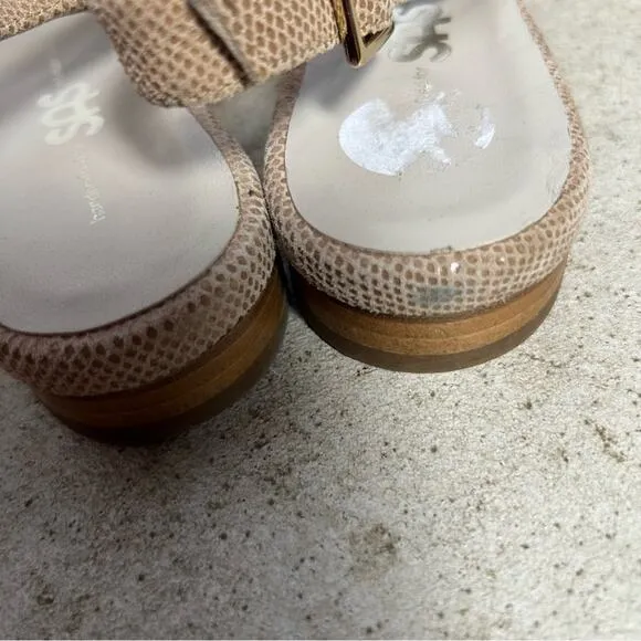 SAS Chloe J5 Beige Leather Snake Skin Pattern Slingback Closed Toe Flats Size 7M