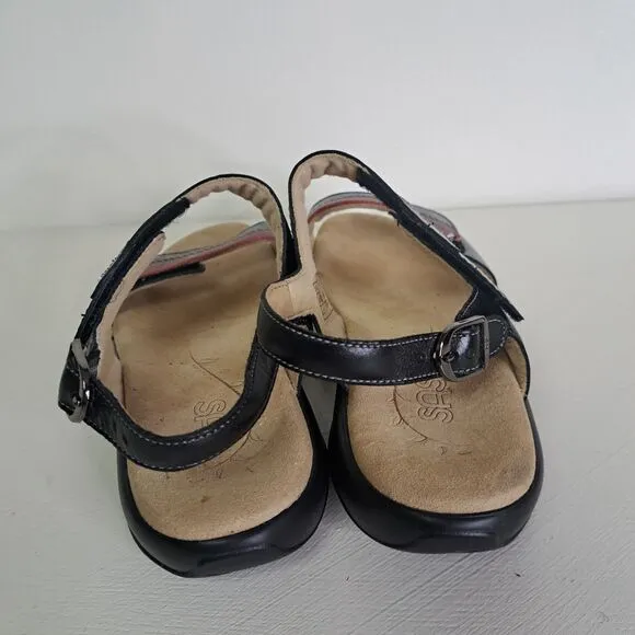 SAS Nudu Sandals Womens 7.5 WW Double Wide Orthopedic Red Black Adjustable