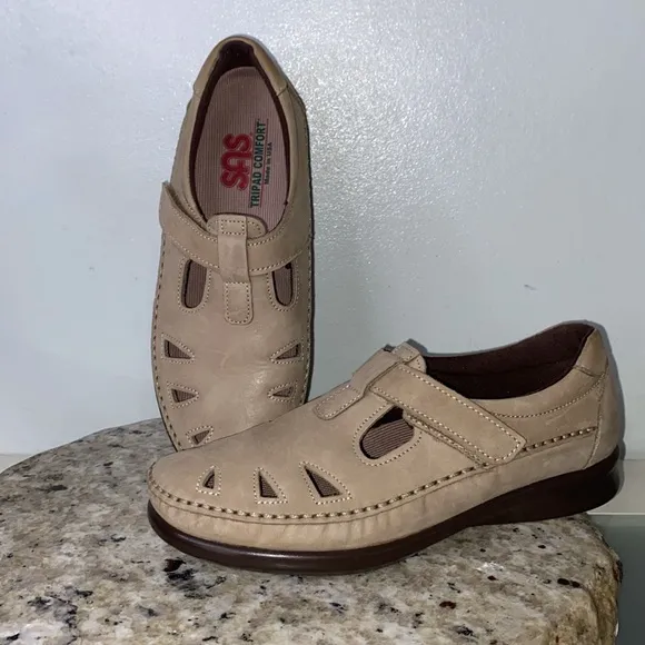 SAS Roamer EZ Strap Leather Orthopedic Comfort Walking Shoe Sage Women’s Size 7