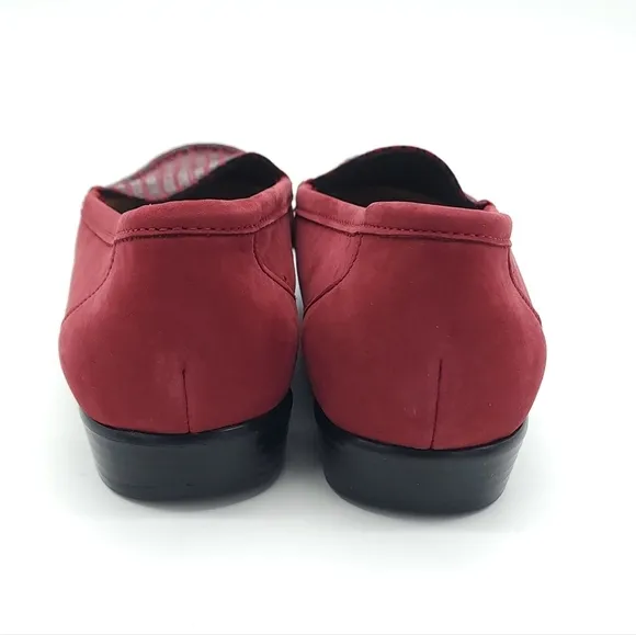 SAS Simplify Red Tetris Pattern Nubuck Leather Slip-On Loafers Womens Size 9.5 W