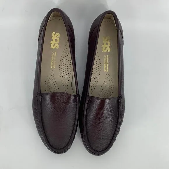 SAS Size 8.5N Antique Wine Simplify Loafers Slip On Leather Moccasin M26-3