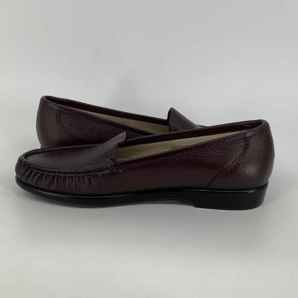 SAS Size 8.5N Antique Wine Simplify Loafers Slip On Leather Moccasin M26-3