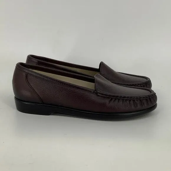 SAS Size 8.5N Antique Wine Simplify Loafers Slip On Leather Moccasin M26-3