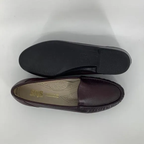 SAS Size 8.5N Antique Wine Simplify Loafers Slip On Leather Moccasin M26-3