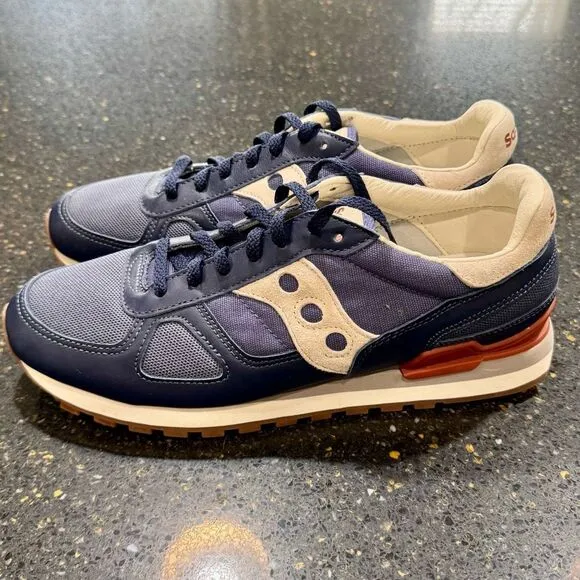Saucony Shadow Retro Sneakers. Size 11. Navy/off white.