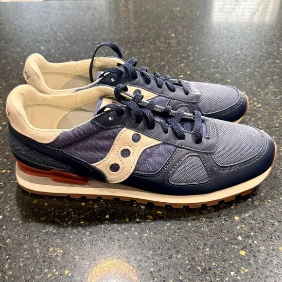 Saucony Shadow Retro Sneakers. Size 11. Navy/off white.
