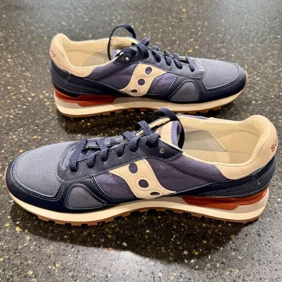 Saucony Shadow Retro Sneakers. Size 11. Navy/off white.