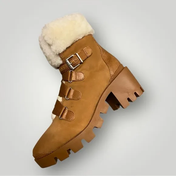SCHUTZ Aretuza Shearling &amp; Suede Combat Boots Sz 7.5