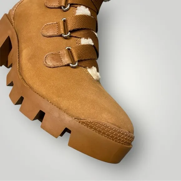 SCHUTZ Aretuza Shearling &amp; Suede Combat Boots Sz 7.5