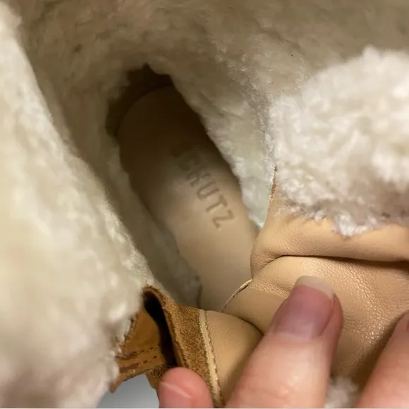 SCHUTZ Aretuza Shearling &amp; Suede Combat Boots Sz 7.5