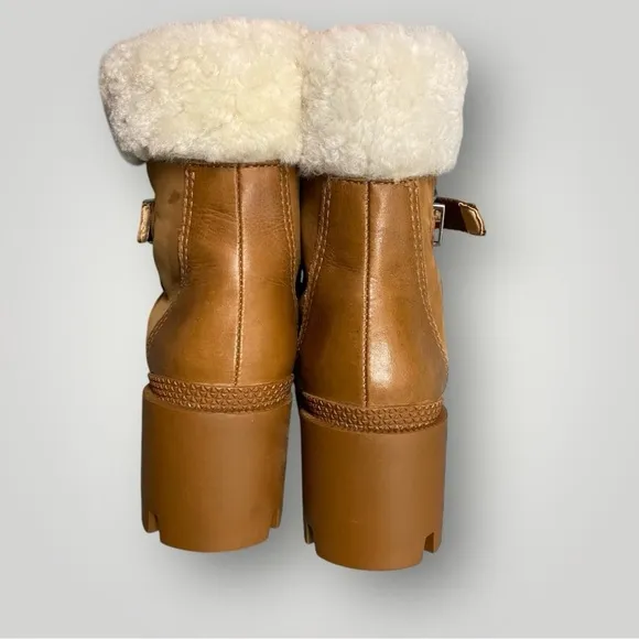SCHUTZ Aretuza Shearling &amp; Suede Combat Boots Sz 7.5