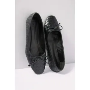 Schutz Black Arissa Woven Square Toe Leather Ballet Flats Size 7.5