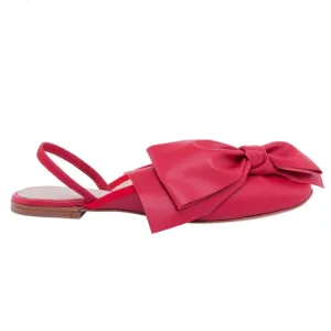 SCHUTZ Red Bow Leather Slingback Flats